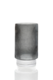 Large Grey Ribbed Glass Vase