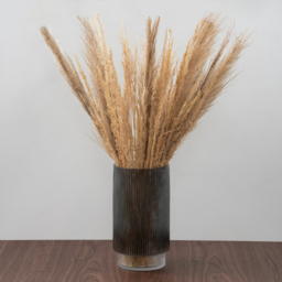 Large Grey Ribbed Glass Vase - thumbnail 2