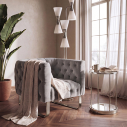 Grosvenor Armchair - Dove Grey - Brushed Silver - thumbnail 2