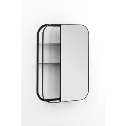 Stria Wall Mirror with Shelves – Black - thumbnail 4