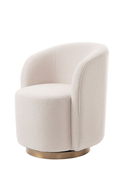 West End Swivel Dining Chair - Ivory Borg- Brass Base - image 1
