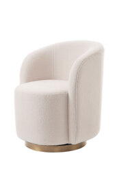 West End Swivel Dining Chair - Ivory Borg- Brass Base - thumbnail 1