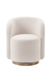 West End Swivel Dining Chair - Ivory Borg- Brass Base - thumbnail 3