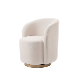 West End Swivel Dining Chair - Ivory Borg- Brass Base - thumbnail 5
