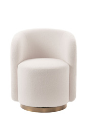 West End Swivel Dining Chair - Ivory Borg- Brass Base - thumbnail 7