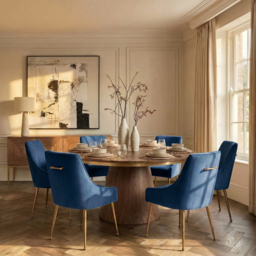 Mason Dining Chair Navy Blue - Brushed Gold Legs - thumbnail 2