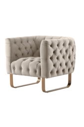 Grosvenor Armchair - Taupe - Brushed Brass - thumbnail 1