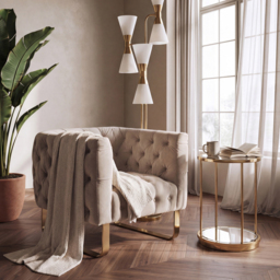 Grosvenor Armchair - Taupe - Brushed Brass - thumbnail 2