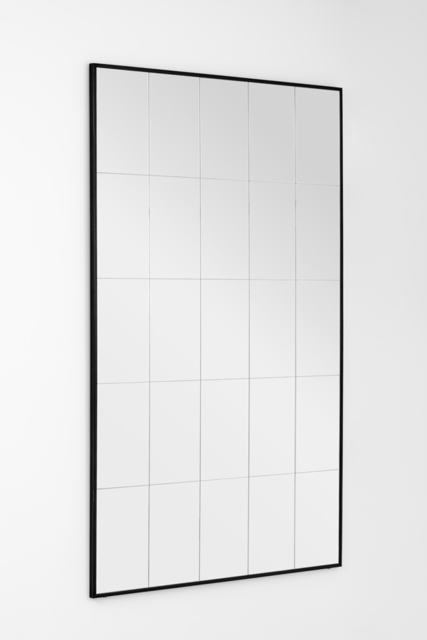 Ludlow Large Industrial Windowpane Leaner Mirror - Matt Black - image 1