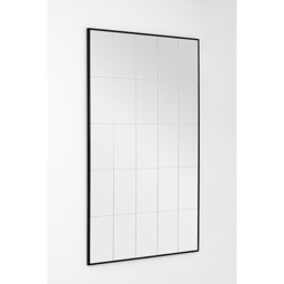 Ludlow Large Industrial Windowpane Leaner Mirror - Matt Black - thumbnail 3