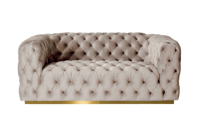 "Frankfurt Two seat Sofa - Taupe with Brass Base " - image 1
