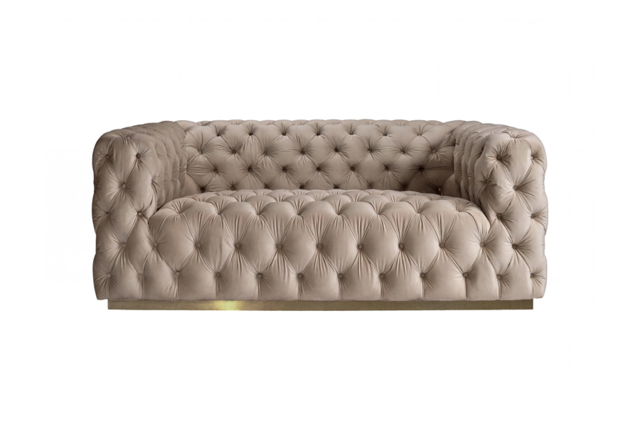 "Frankfurt Two seat Sofa  - Taupe with Brass Base " - image 1
