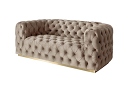 "Frankfurt Two seat Sofa  - Taupe with Brass Base " - thumbnail 2