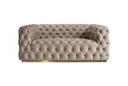 "Frankfurt Two seat Sofa  - Taupe with Brass Base "