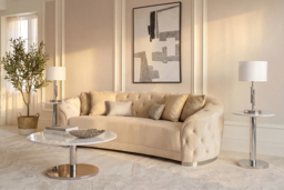 Fairfield Three Seat Sofa - Chalk - Silver base - thumbnail 2