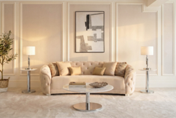 Fairfield Three Seat Sofa - Chalk - Silver base - thumbnail 3