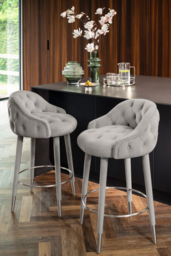 Sophia Counter Stool - Grey - Silver Caps - thumbnail 2