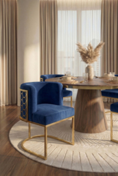Alveare Dining Chair Brass - Royal Blue - thumbnail 3