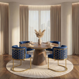 Alveare Dining Chair Brass - Royal Blue - thumbnail 4