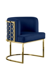 Alveare Dining Chair Brass - Royal Blue - thumbnail 2