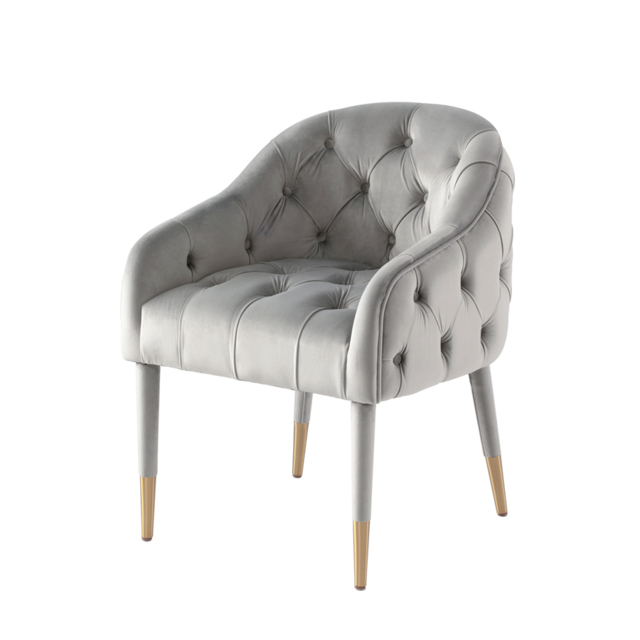 Sophia Dining Chair - Grey - Brass Caps - image 1