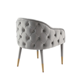 Sophia Dining Chair - Grey - Brass Caps - thumbnail 3
