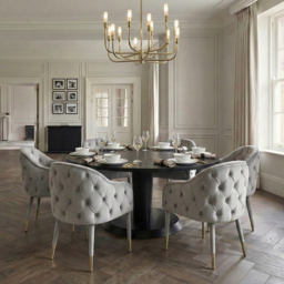 Sophia Dining Chair - Grey - Brass Caps - thumbnail 2
