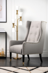 Grayson Armchair Dove Grey - Brushed Gold - thumbnail 3