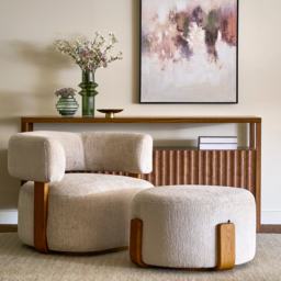 Pax Accent chair - Light Taupe - Chestnut - thumbnail 3