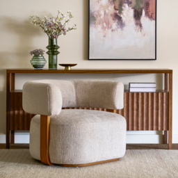 Pax Accent chair - Light Taupe - Chestnut - thumbnail 2