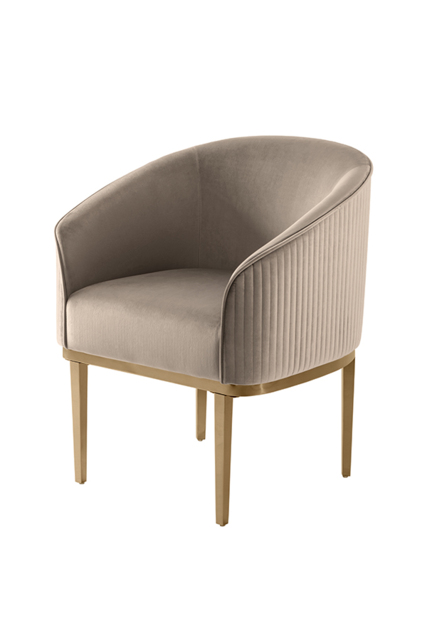 Ella Dining Chair - Taupe - Brass Base - image 1