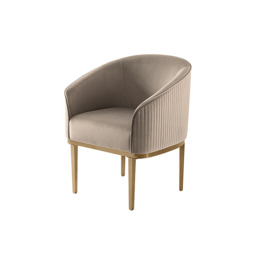 Ella Dining Chair - Taupe - Brass Base - thumbnail 5