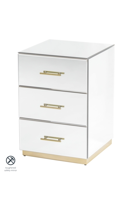 Harper Mirrored Side Table – Champagne Gold Details - image 1