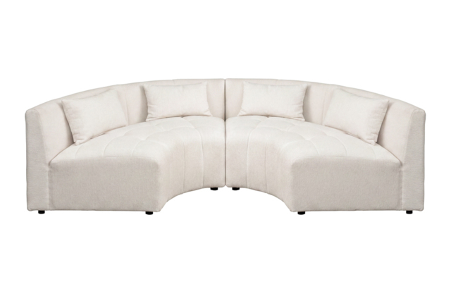 Essen 2 x Curved Corner Sofa Ivory Chenille - image 1