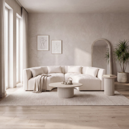 Essen 2 x Curved Corner Sofa Ivory Chenille - thumbnail 2