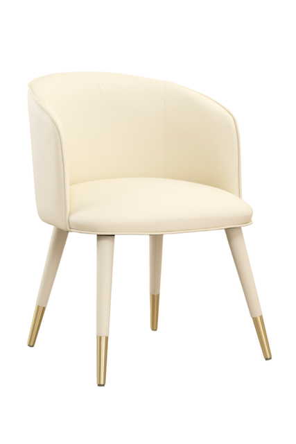 Bellucci Dining Chair - Cream Faux Leather – Brass Caps - image 1