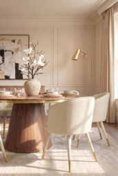 Bellucci Dining Chair - Cream Faux Leather – Brass Caps - thumbnail 3