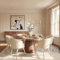 Bellucci Dining Chair - Cream Faux Leather – Brass Caps - thumbnail 2