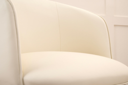 Bellucci Dining Chair - Cream Faux Leather – Brass Caps - thumbnail 5
