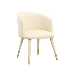 Bellucci Dining Chair - Cream Faux Leather – Brass Caps - thumbnail 7