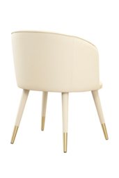 Bellucci Dining Chair - Cream Faux Leather – Brass Caps - thumbnail 4