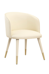 Bellucci Dining Chair - Cream Faux Leather – Brass Caps
