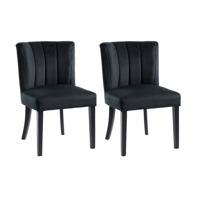 "Set of 2 Hatfield Dining Chairs - Black Velvet " - image 1