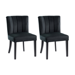 "Set of 2 Hatfield Dining Chairs - Black Velvet              "