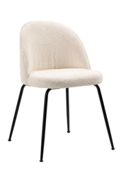 Roanna Dining Chair – Ivory Borg  - Black Base - thumbnail 2