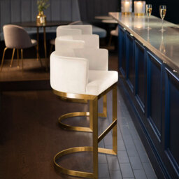 Lasco Bar Stool – Chalk - Brushed Brass Base - thumbnail 2