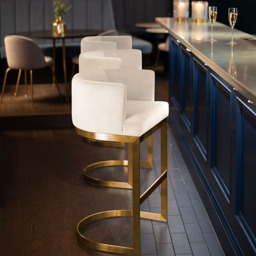 Lasco Bar Stool – Chalk - Brushed Brass Base - thumbnail 6