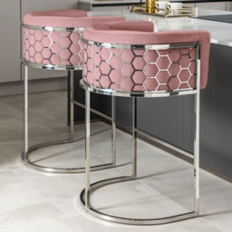 Alveare Counter Stool Silver - Blush Pink - thumbnail 2