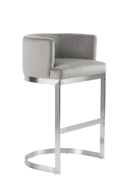 Lasco Bar Stool – Dove Grey - Brushed Stainless Steel Base - image 1