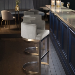 Lasco Bar Stool – Dove Grey - Brushed Stainless Steel Base - thumbnail 2